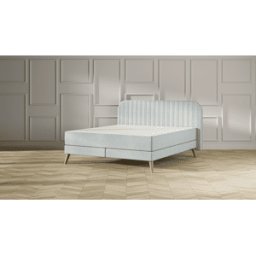 Emma Original Elite Boxspring Bed 180x210 - Mint - Strepen Hoofdbord - Beukenhout Pootjes