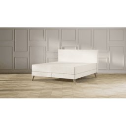 Emma Original Elite Boxspring Bed 140x200 - Beige - Effen Hoofdbord - Beukenhout Pootjes