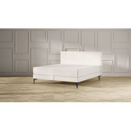 Emma Original Elite Boxspring Bed 160x200 - Beige - Effen Hoofdbord - Zwart metaal Pootjes