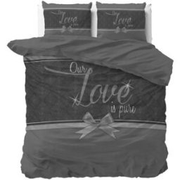 Sleeptime Dekbedovertrek Pure Love Grijs - Tweepersoons 200 x 200/220 cm + 2 kussenslopen