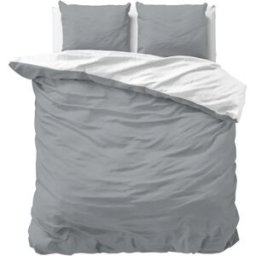 Sleeptime Dekbedovertrek Twin Face Grijs Wit - Tweepersoons 200 x 200/220 cm + 2 kussenslopen
