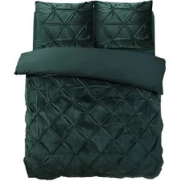Sleeptime Dekbedovertrek Velvet Pintuck Groen - Eenpersoons 140 x 200/220 cm + 1 kussensloop