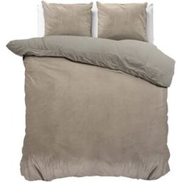 Sleeptime Dekbedovertrek Velvet Uni Taupe Grijs - Tweepersoons 200 x 200/220 cm + 2 kussenslopen