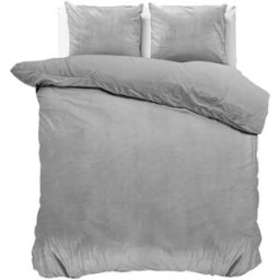 Sleeptime Dekbedovertrek Velvet Uni Grijs - Eenpersoons 140 x 200/220 cm + 1 kussensloop