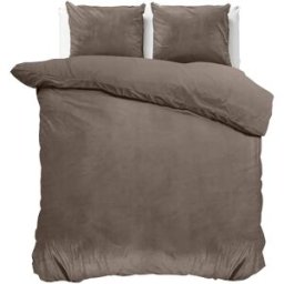 Sleeptime Dekbedovertrek Velvet Uni Taupe - Tweepersoons 200 x 200/220 cm + 2 kussenslopen