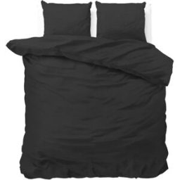 Sleeptime Dekbedovertrek Satin Point Zwart - Lits-jumeaux 240 x 200/220 cm + 2 kussenslopen