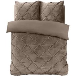 Sleeptime Dekbedovertrek Velvet Pintuck Taupe - Eenpersoons 140 x 200/220 cm + 1 kussensloop