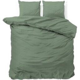 Sleeptime Dekbedovertrek Satin Point Groen - Eenpersoons 140 x 200/220 cm + 1 kussensloop
