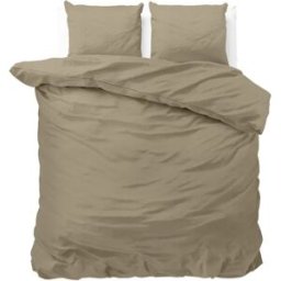 Sleeptime Dekbedovertrek Satin Point Taupe - Lits-jumeaux 240 x 200/220 cm + 2 kussenslopen