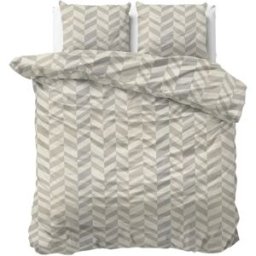 Sleeptime Dekbedovertrek Chevron Beige Zand - Tweepersoons 200 x 200/220 cm + 2 kussenslopen