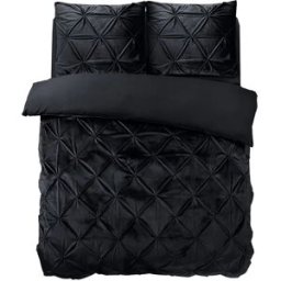 Sleeptime Dekbedovertrek Velvet Pintuck Zwart - Tweepersoons 200 x 200/220 cm + 2 kussenslopen