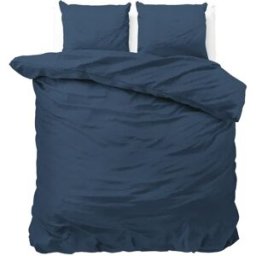 Sleeptime Dekbedovertrek Satin Point Blauw - Lits-jumeaux 240 x 200/220 cm + 2 kussenslopen