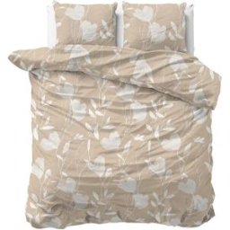 Sleeptime Dekbedovertrek Spring Beige Zand - Eenpersoons 140 x 200/220 cm + 1 kussensloop