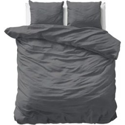 Primaviera DeLuxe Dekbedovertrek Uni Satijn Antraciet - Eenpersoons 140 x 200/220 cm + 1 kussensloop