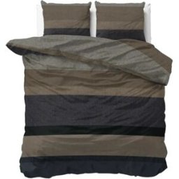Sleeptime Dekbedovertrek Ravon Taupe Antraciet - Tweepersoons 200 x 200/220 cm + 2 kussenslopen