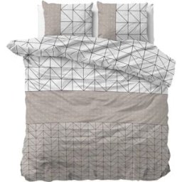 Sleeptime Dekbedovertrek Gino Taupe - Eenpersoons 140 x 200/220 cm + 1 kussensloop