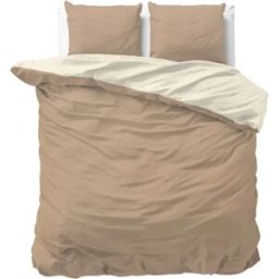 Sleeptime Dekbedovertrek Twin Face Crème Taupe - Lits-jumeaux 240 x 200/220 cm + 2 kussenslopen