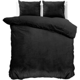Sleeptime Dekbedovertrek Velvet Uni Zwart - Eenpersoons 140 x 200/220 cm + 1 kussensloop