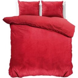Sleeptime Dekbedovertrek Velvet Uni Rood - Tweepersoons 200 x 200/220 cm + 2 kussenslopen