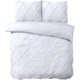 Sleeptime Dekbedovertrek Velvet Pintuck Wit - Eenpersoons 140 x 200/220 cm + 1 kussensloop
