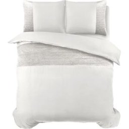 Sleeptime Dekbedovertrek Velvet Band Wit - Lits-jumeaux 240 x 200/220 cm + 2 kussenslopen