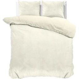 Sleeptime Dekbedovertrek Velvet Uni Crème - Eenpersoons 140 x 200/220 cm + 1 kussensloop