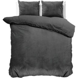 Sleeptime Dekbedovertrek Velvet Uni Antraciet - Eenpersoons 140 x 200/220 cm + 1 kussensloop