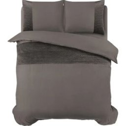 Sleeptime Dekbedovertrek Velvet Band Taupe - Eenpersoons 140 x 200/220 cm + 1 kussensloop