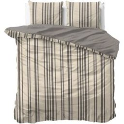 Sleeptime Dekbedovertrek Linear Linen Zand - Eenpersoons 140 x 200/220 cm + 1 kussensloop