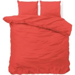 Sleeptime Dekbedovertrek Satin Point Rood - Eenpersoons 140 x 200/220 cm + 1 kussensloop