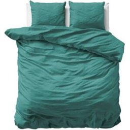 Primaviera DeLuxe Dekbedovertrek Uni Satijn Groen - Tweepersoons 200 x 200/220 cm + 2 kussenslopen