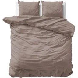 Primaviera DeLuxe Dekbedovertrek Uni Satijn Taupe - Tweepersoons 200 x 200/220 cm + 2 kussenslopen