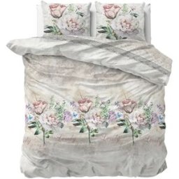 Sleeptime Dekbedovertrek Lovely Flower Beige - Lits-jumeaux 240 x 200/220 cm + 2 kussenslopen