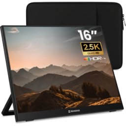 Draagbare Monitor 16 Inch + Sleeve - Ultradunne 2.5K Portable Monitor - USB-C - Mini HDMI - IPS Scherm, HDR - Voor Laptop, Mac, Smartphone - Remodius®