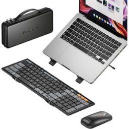 Remodius ProtoArc XKM01 Case Up Combo - Opvouwbaar Toetsenbord met Muis en Laptop Stand - Incl. Luxe Reiskoffer - Draadloos - Multi-Device