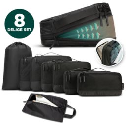 Compression Packing Cubes Set - Reisset van 8 stuks - YKK ritsen - Waterdichte Dual Compartments - Gerecycled en Duurzaam - Remodius®