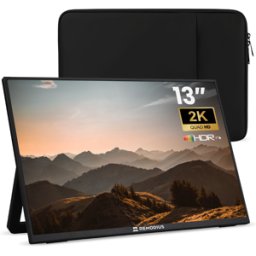 Draagbare Monitor 13 Inch + Sleeve - Ultradunne 2K Portable Monitor - USB-C & Mini HDMI - IPS Scherm, HDR, voor, Mac, Smartphone, Console - Remodius®