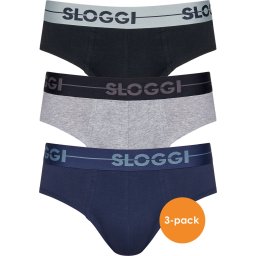 Sloggi Maat M Men Go 3Pack Mini Zwart/Grijs/Blauw-M (5) - M (5)