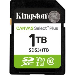 Kingston Technology 1TB SDXC Canvas Select Plus Gen3 150MB/s C10 UHS-I U3 V30