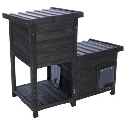 TIAKI Kattenhuis met twee verdiepingen Midnight L 91,5 x B 49 x H 82,5 cm