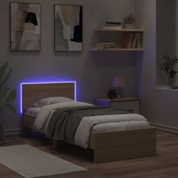 vidaXL Bed Frame met LED Sonoma Eiken 80 x 200 cm Bewerkt hout