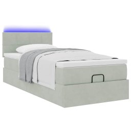 vidaXL Ottoman bed met matras en LED's 80x200cm fluweel lichtgrijs