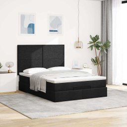 vidaXL Ottoman bed met matras 140x200cm stof zwart