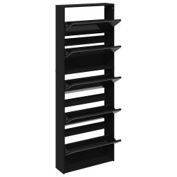 vidaXL Schoenenkast met spiegel 5-laags 63x17x169,5 cm zwart