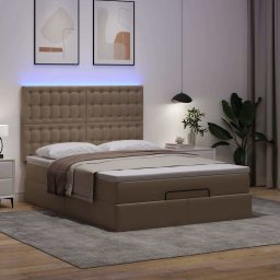 vidaXL Ottoman bed met matras en LED's 140x190cm kunstleer
