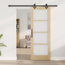 vidaXL Schuifdeur ORKDAL 73,5 x 198,5 cm Massief grenenhout en glas