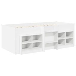 vidaXL Loft Bed Frame met Kast met plank 3 st Wit Bewerkt hout