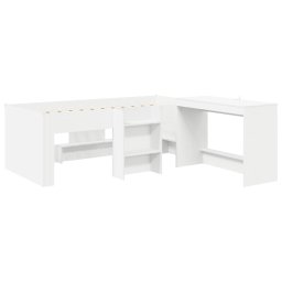 vidaXL Bedframe met Bureau 2 st Wit Bewerkt hout