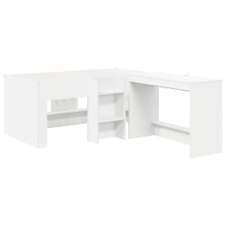 vidaXL Hoge Bed Frame met Bureau voor Kinderen 2 st Wit Bewerkt hout