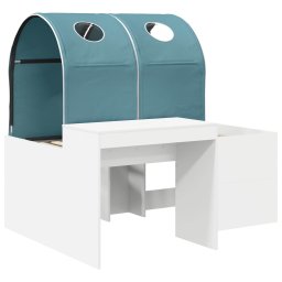 vidaXL Bed met Tunnel 3 st Wit en Lichtblauw Bewerkt hout